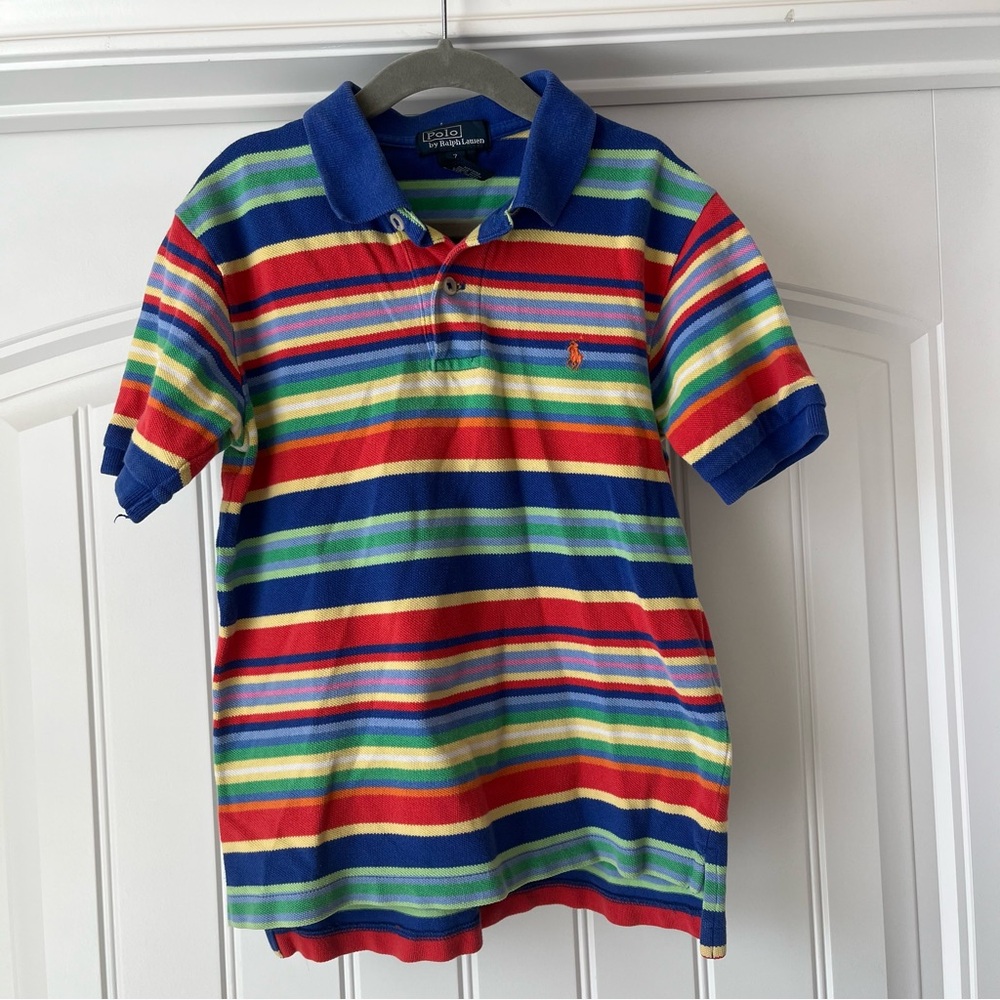 Vintage polo Ralph Lauren striped polo short sleeve boys size 7